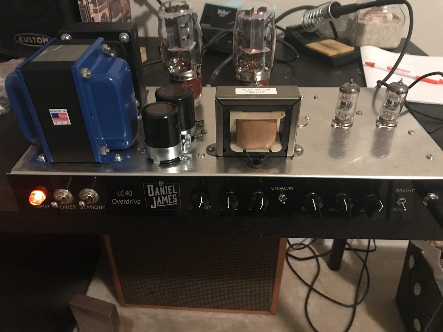 LC40 Overdrive chassis on the bench with power tubes lit